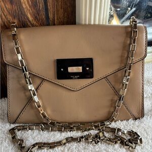 Kate Spade Leather Tan Crossbody Bag Gold beautiful Chain EUC